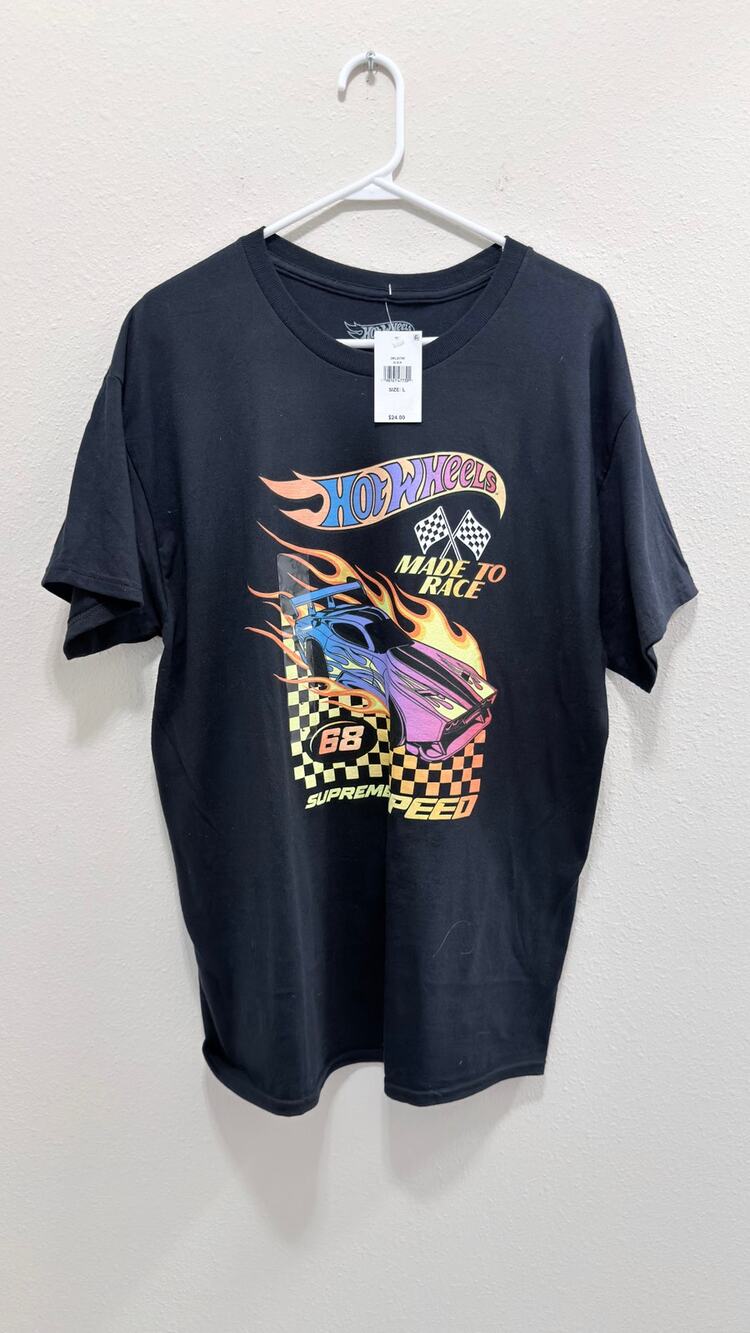 Hot Wheels Made to Race Graphic T-Shirt Unisex Large Black NWT